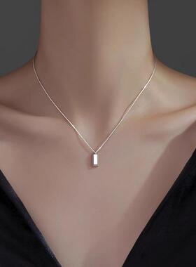 高级小方砖爆款轻奢项链925纯银