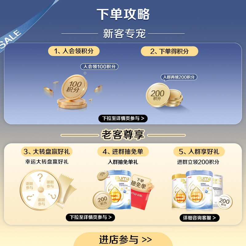 【6罐】惠氏启赋双萃3段6HMO配方a2高端婴幼儿牛奶粉850g官方