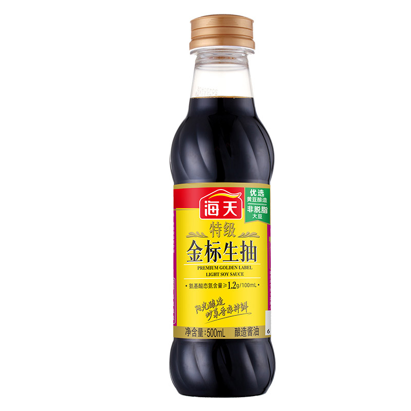 海天特级金标生抽500ml酿造酱油厨房调味料凉拌炒菜烹饪提鲜点蘸-图3