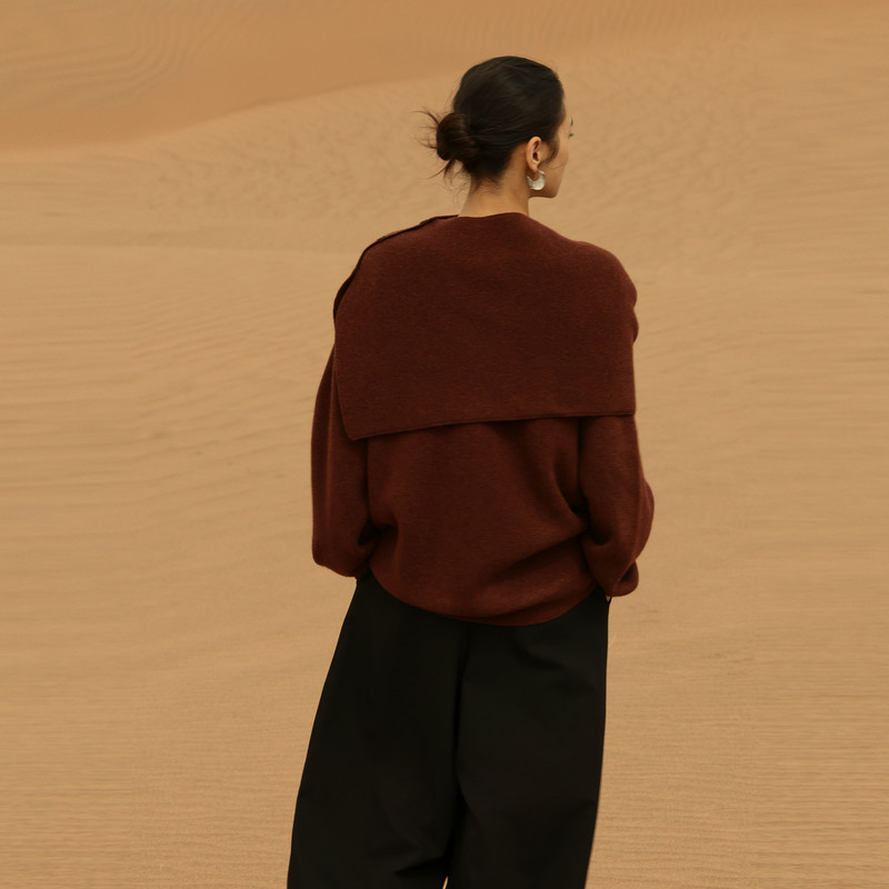 黑标BAIZHUO春季新款休闲简约廓形羊毛针织衫+披肩套装AZ44KS313,淘宝优惠券,粉丝福利购,淘宝优惠卷