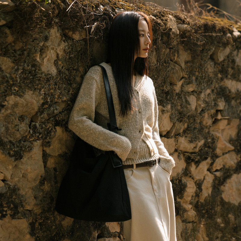 AIRIQI春季新款休闲慵懒风背心吊带+V领开衫针织套装女AH51TZ073,淘宝优惠券,粉丝福利购,淘宝优惠卷