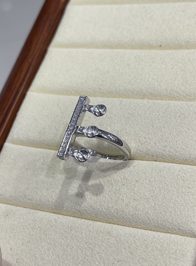 平衡木珍珠戒指配件s925纯银