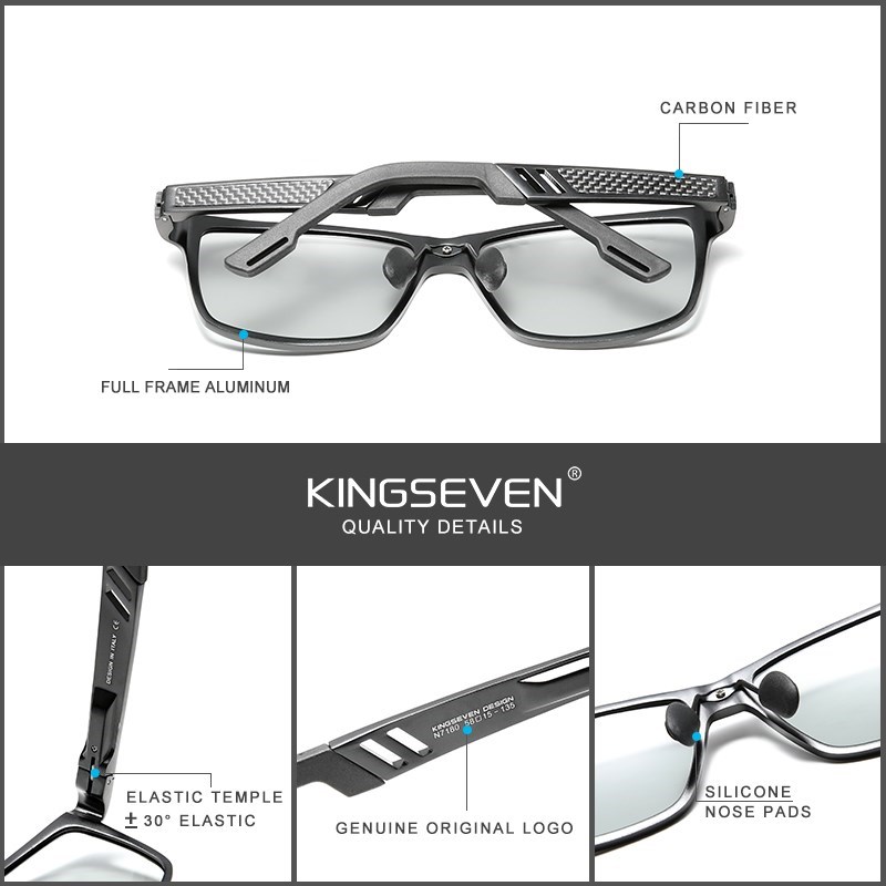 KINGSEVEN Photochromic Sunglasses Men Women Polarized Chame - 图0