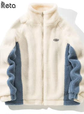 Una Reta S-3XL Winter Men's Coat New Patchwork Lamb Wool Par