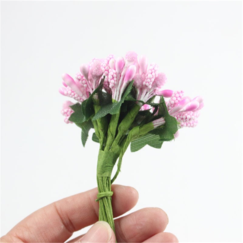 12pcs/lot Mini artificial Stamen Bud Bouquet Leaf flower for-图3