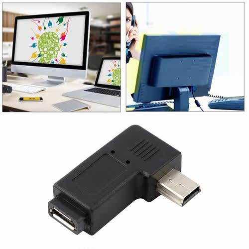 Wholesale 1pc USB Micro 5Pin Female to Mini 5Pin Male 90 Deg - 图1
