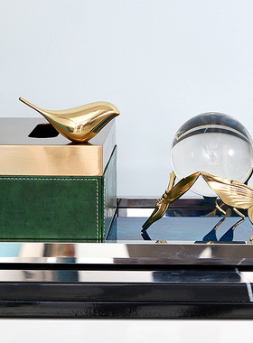 北欧轻奢透明水晶球铜摆件高级感家居客厅办公室玄关工艺品 厂