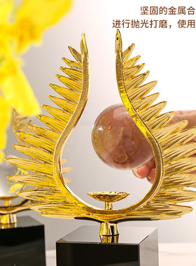 跨境轻奢水晶金属摆件高级感创意家用客厅礼品礼物装饰工艺品