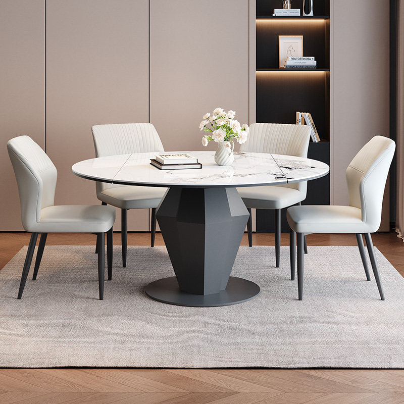 蒂梵拉钻石高级感岩板餐桌可伸缩内嵌暖菜转盘带电磁炉意式餐台,淘宝优惠券,粉丝福利购,淘宝优惠卷