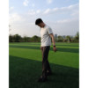 GTAL American ice leather lu-sensing straight trousers casual pants