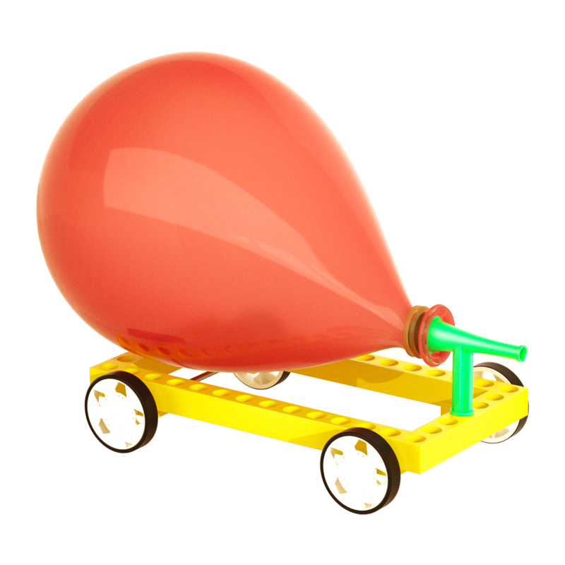 气球驱动反冲动力小车小学生科技小制作diy材料科学小实验教具