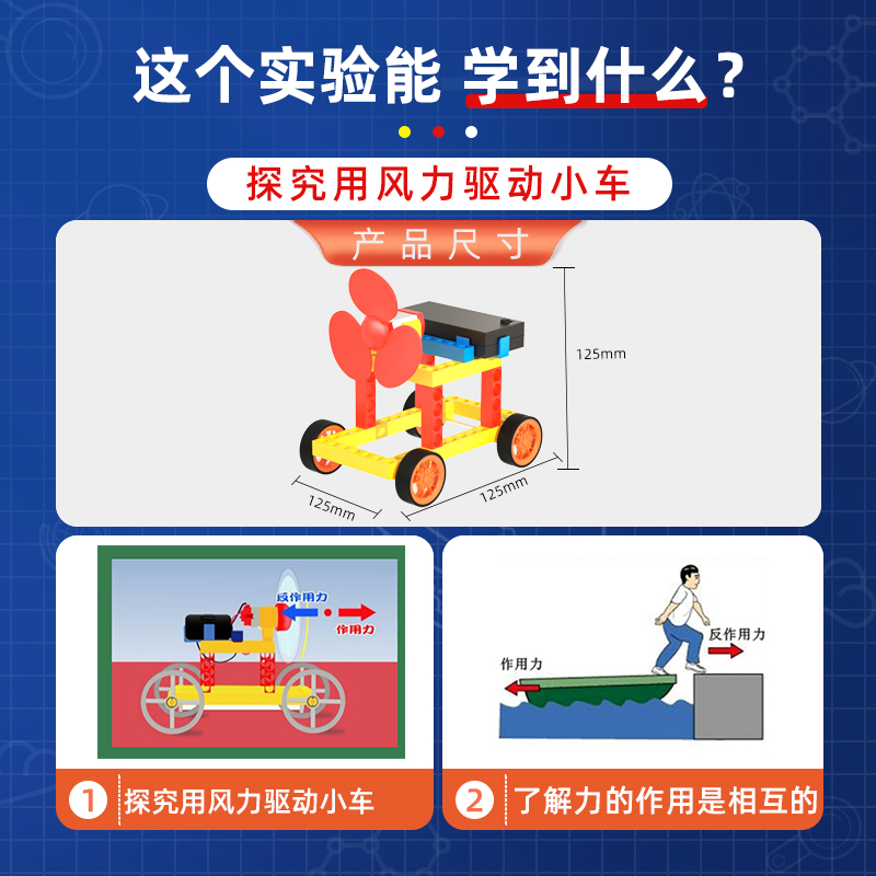 小学生科学实验玩教具风力小车儿童手工科技小制作小发明diy材料