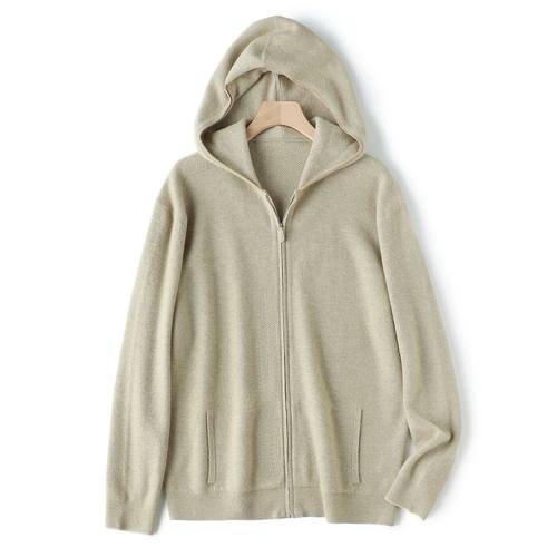 LP同款轻奢山羊绒连帽针织拉链开衫舒适羊毛卫衣外套休闲短款男 - 图2