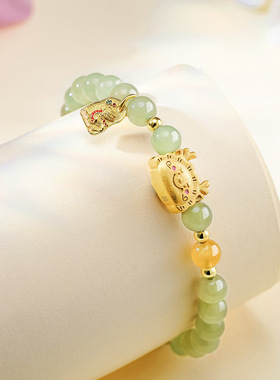 和田玉精品手串复古国潮生肖龙