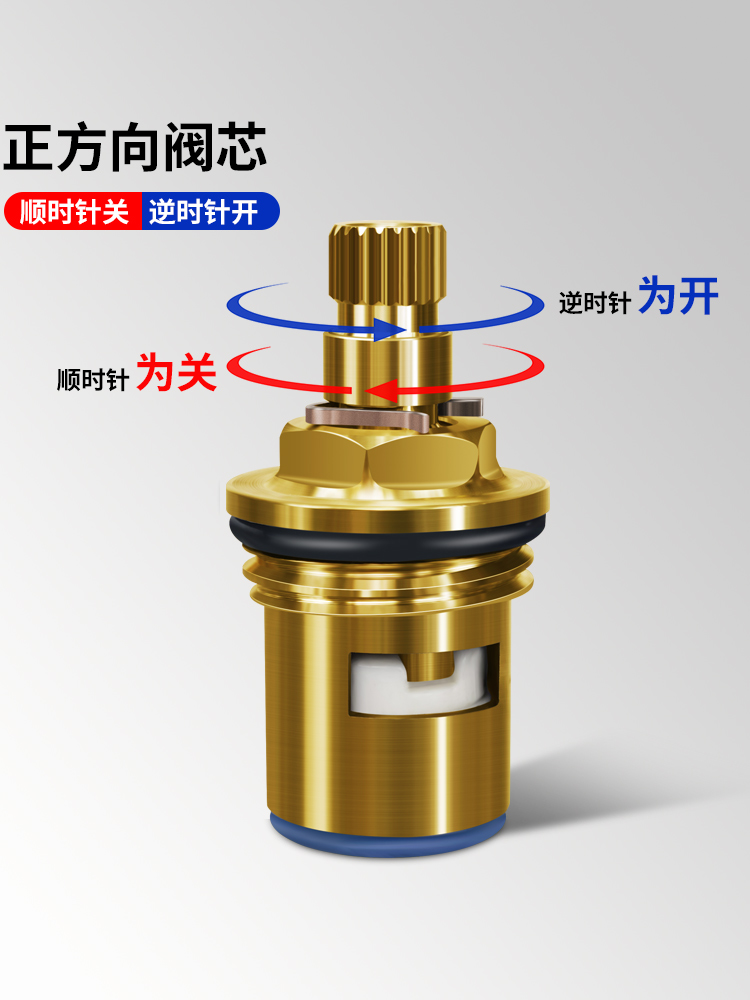 水龙头阀芯快开角阀全铜陶瓷阀芯通用厨房单冷水开关带锁钥匙配件 - 图1