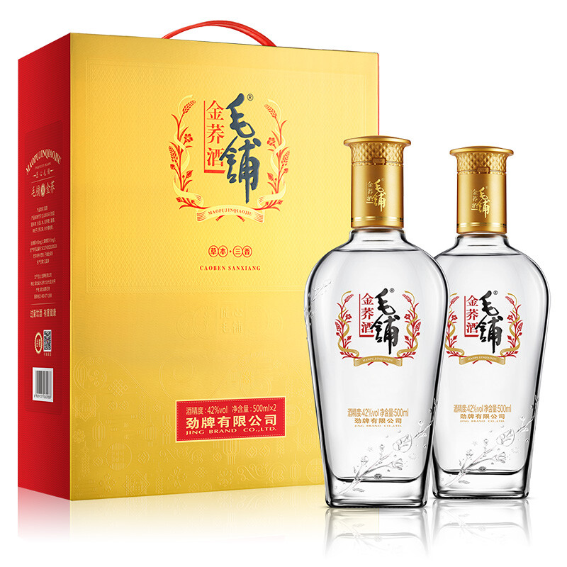 【官方正品】毛铺苦荞露酒劲牌金荞42度 500ml*2瓶养生配制酒礼盒-图0