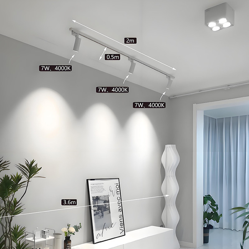 明装led轨道射灯免吊顶白色奶油风家用客厅沙发背景墙氛围小山丘,淘宝优惠券,粉丝福利购,淘宝优惠卷