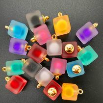NEW DIY 8PCS 16MM Mini Acrylic Frosted Square Beads Charm Pe