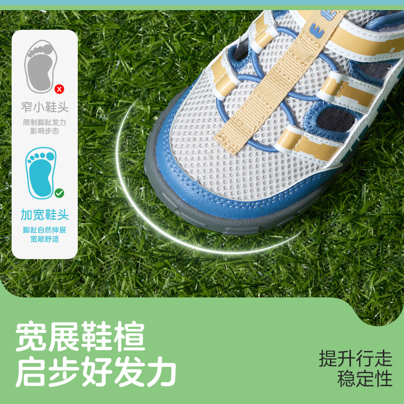 稳健医疗wkid儿童凉鞋2024新款夏季软底防滑网面男女宝宝学步凉鞋
