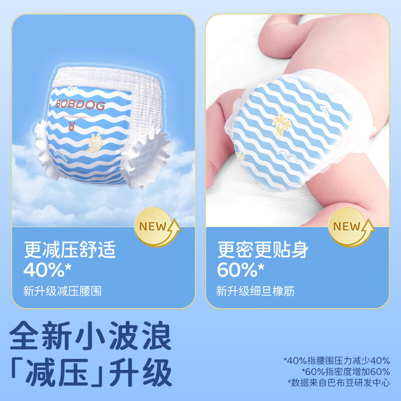 巴布豆/BOBDOG 超柔亲肤婴儿学步拉拉裤 宝宝通用尿不湿片/纸尿裤 - 图3