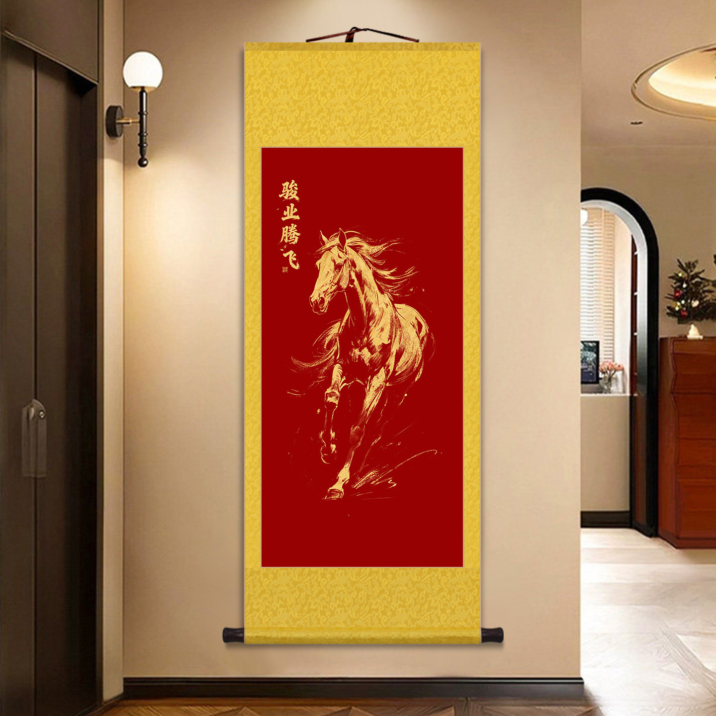 马到成功字画金马送福卷轴挂画客厅装饰画新年喜庆吉祥墙饰玄关画,淘宝优惠券,粉丝福利购,淘宝优惠卷