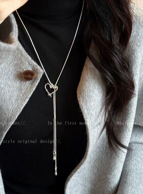 冷淡风简约抽拉银色钛钢蛇骨项链