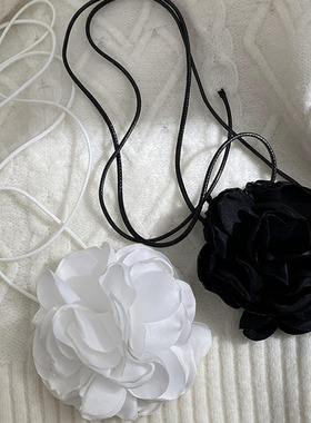 黑色花朵颈链玫瑰花choker颈花