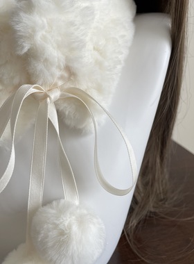 女童新年古装汉服加绒毛领围脖