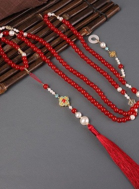 新中式璎珞红色背云长璎珞汉