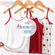 Red Harness Vest Girl Modale Children Summer Beating Bottom Thin Section Ice Silk Unmarked Female Baby shoulder sleeveless