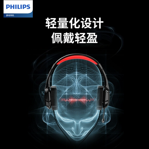 Philips GH301 Head Mindated E-Sports Game Game Cable Desktop Computer Hearset с 2-в-1-курицей Special
