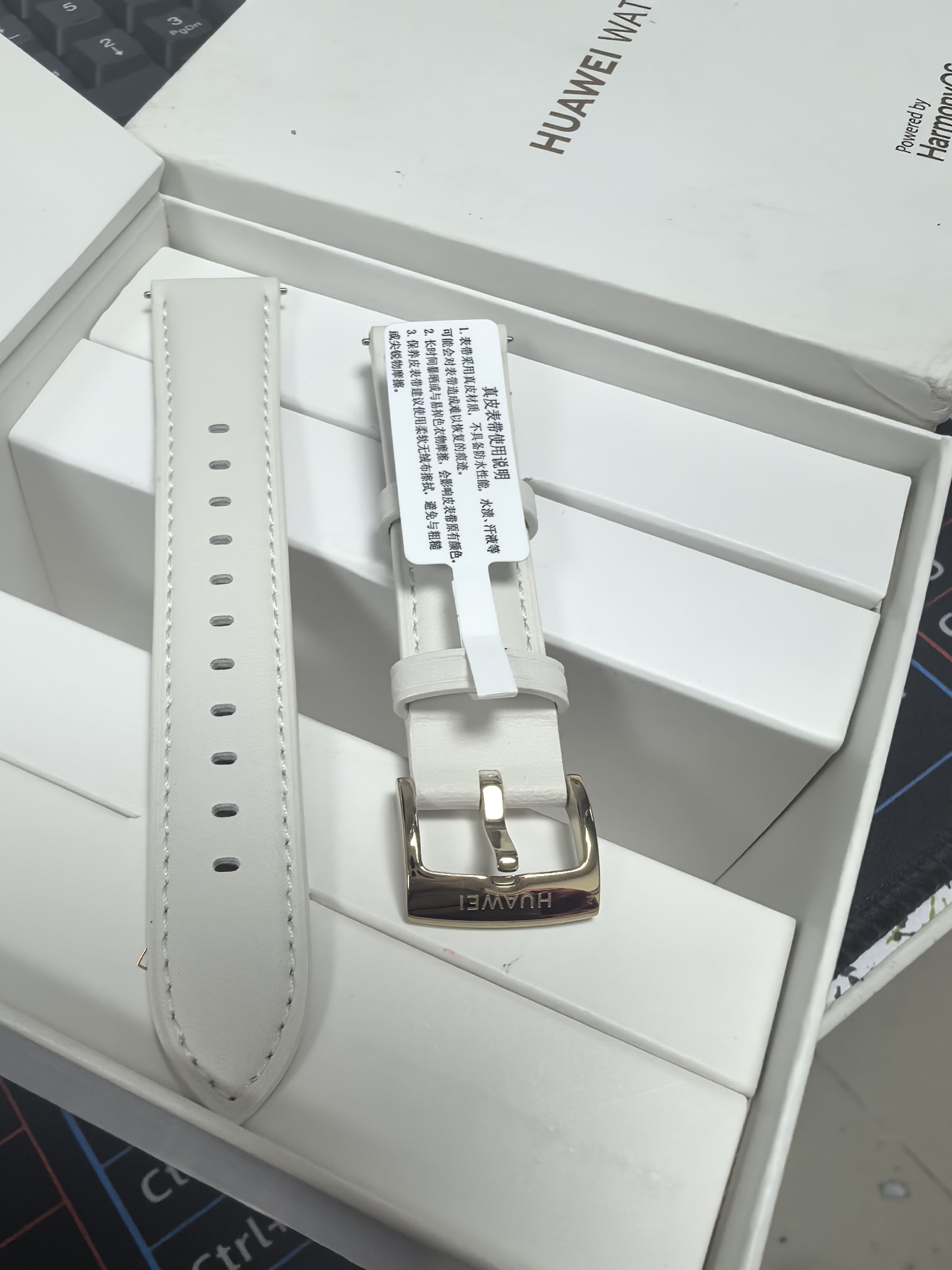 原装原厂拆机真皮表带华为正品GT5GT4女款41mm按压式腕带白色18mm - 图2