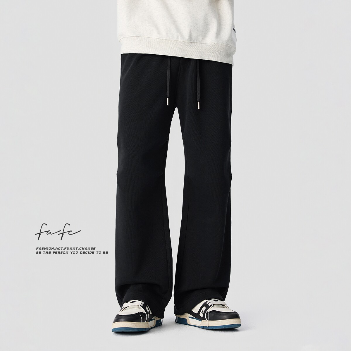 FAFC秋季美式潮流重磅双褶设计休闲裤男宽松直筒阔腿垂感伞兵卫裤,淘宝优惠券,粉丝福利购,淘宝优惠卷