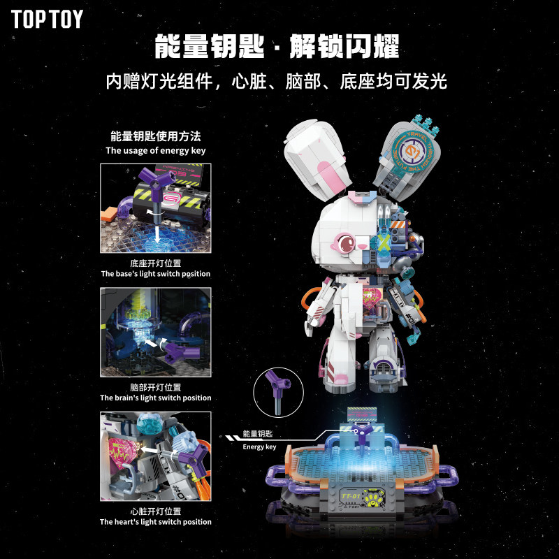 toptoy中国兔破未来半机械兔年积木 TOPTOY潮玩积木建构/拼插积木