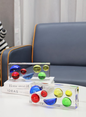 创意五彩水晶几何装饰品摆件