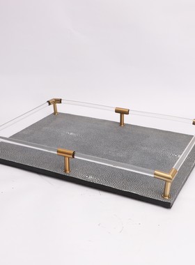 简约茶几皮革收纳托盘摆件