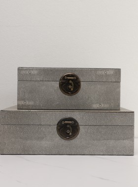 北欧皮革，木质，金属收纳饰品盒