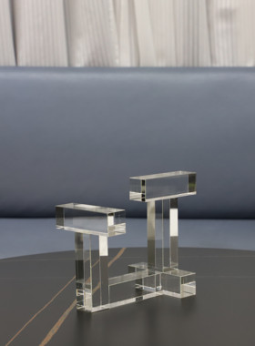 现代简约创意几何透明水晶办公室卧室玄关茶几书房客厅家居装饰品