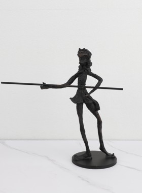 新中式金属客厅铸铁人摆件