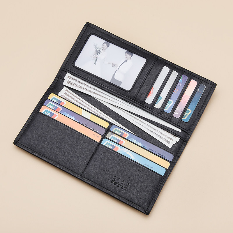 法国elle正品男士长款真皮零钱夹 ELLEHOMME十二钱包