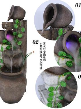 假山陶罐流水景观花园庭院阳台客厅水景户外鱼池造景创意喷泉摆件