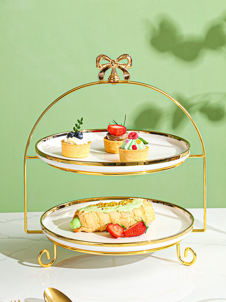 英式下午茶点心架蛋糕餐具摆台架子多层摆盘架蝴蝶结甜品台展示架 - 图3