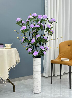 牡丹仿真花绢花假花客厅落地装饰花艺摆件室内玫瑰高档干花束摆设