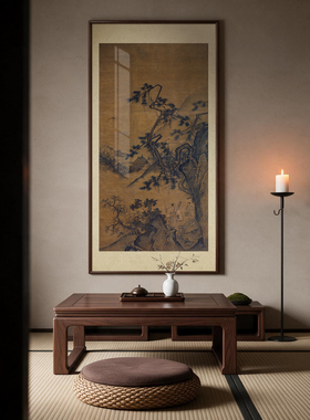 马远山楼来凤图黑胡桃实木框画