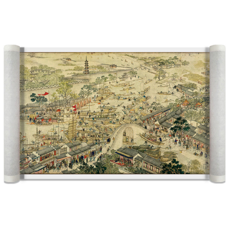 清 徐扬 姑苏繁华图复古字画人物风景手卷高清微喷复制客厅装饰,淘宝优惠券,粉丝福利购,淘宝优惠卷