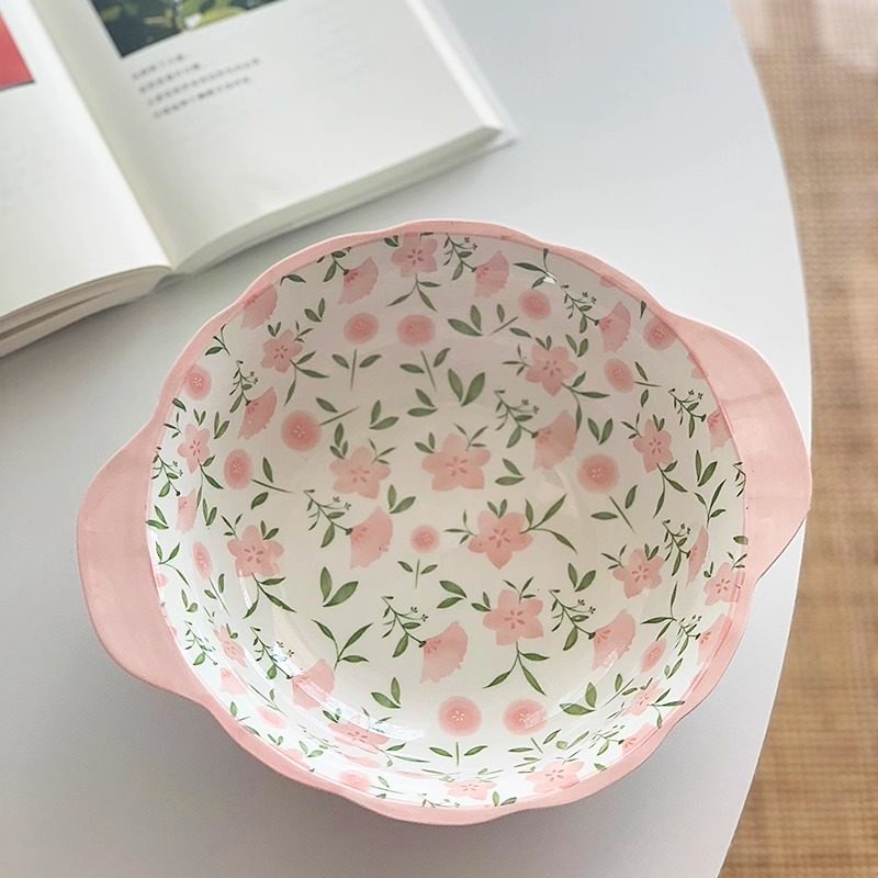 安木良品 春夏清新小粉花高温釉下彩陶瓷家用餐具汤盘面饭碗套装,淘宝优惠券,粉丝福利购,淘宝优惠卷