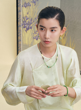 HERBE合璧 福禄来瓶步青云春瓶串珠项链 天然木石珐琅祥云纹