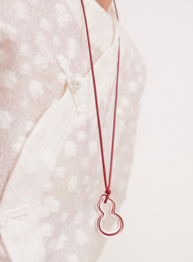 HERBE合璧 福禄来葫芦皮绳长项链银色毛衣链日常通勤时尚百搭女款