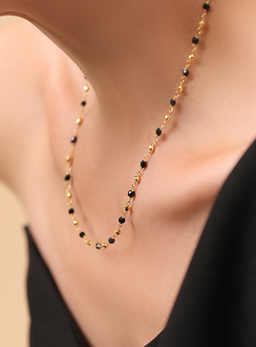 HERBE合璧 留光金珠黑金色项链叠戴链锁骨链日常时尚百搭通勤女款