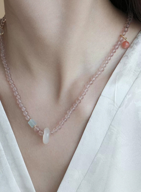 【普陀山祝福】草莓晶招桃花手串